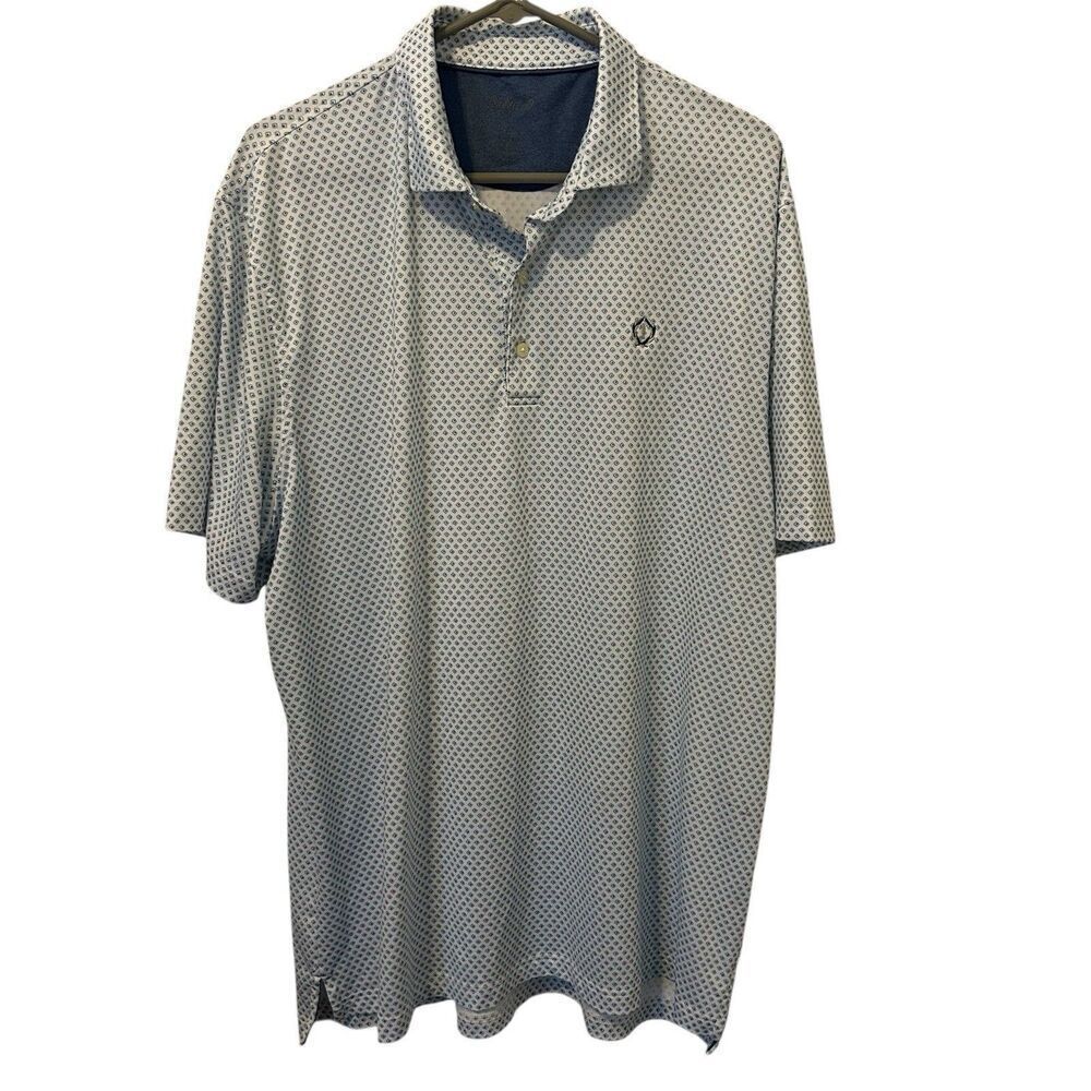 Johnnie-O Men’s XL Lake Blue Medallion Print Salem Prep-formance Golf Polo LOGO
